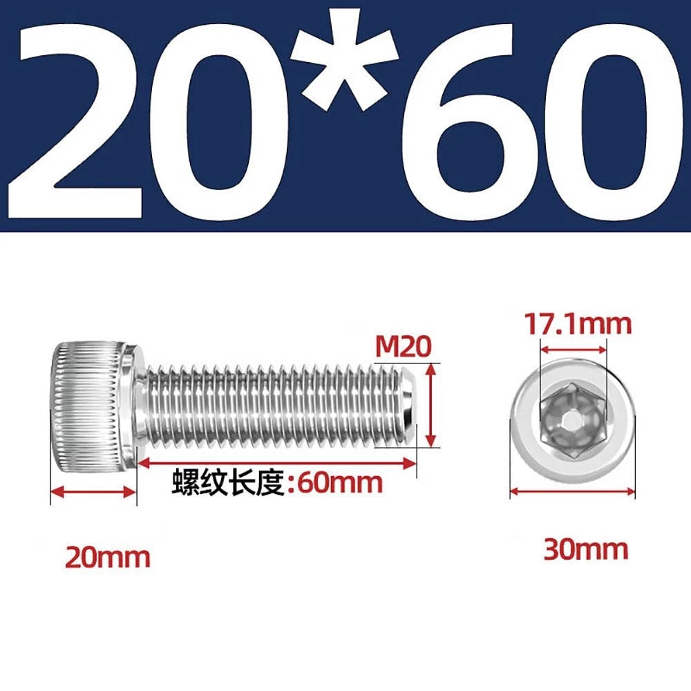 Socket Head Cap Screws – A2 Stainless Steel, M6 to M24, Hex Drive (DIN 912)