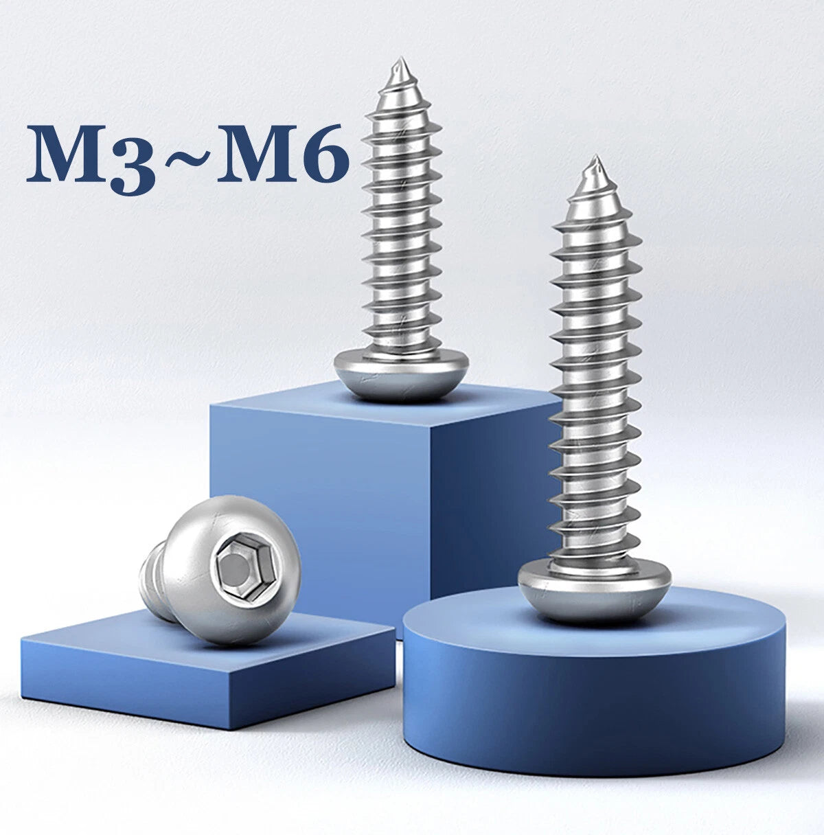 M3–M6 Hex Drive Pan Head Self-Tapping Screws – 304 Stainless Steel
