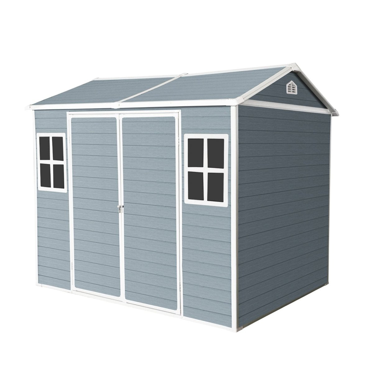 8 x 6 ft Resin Outdoor Storage Shed Waterproof Shed with Floor & Two Windows & Lockable Door, Tool Shed for Garden, Patio, Backyard,Gray - HomeDIYer