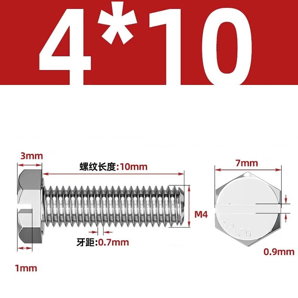 External Hex Slotted Machine Screws – A2 Stainless Steel, M4 to M16, Fully Threaded