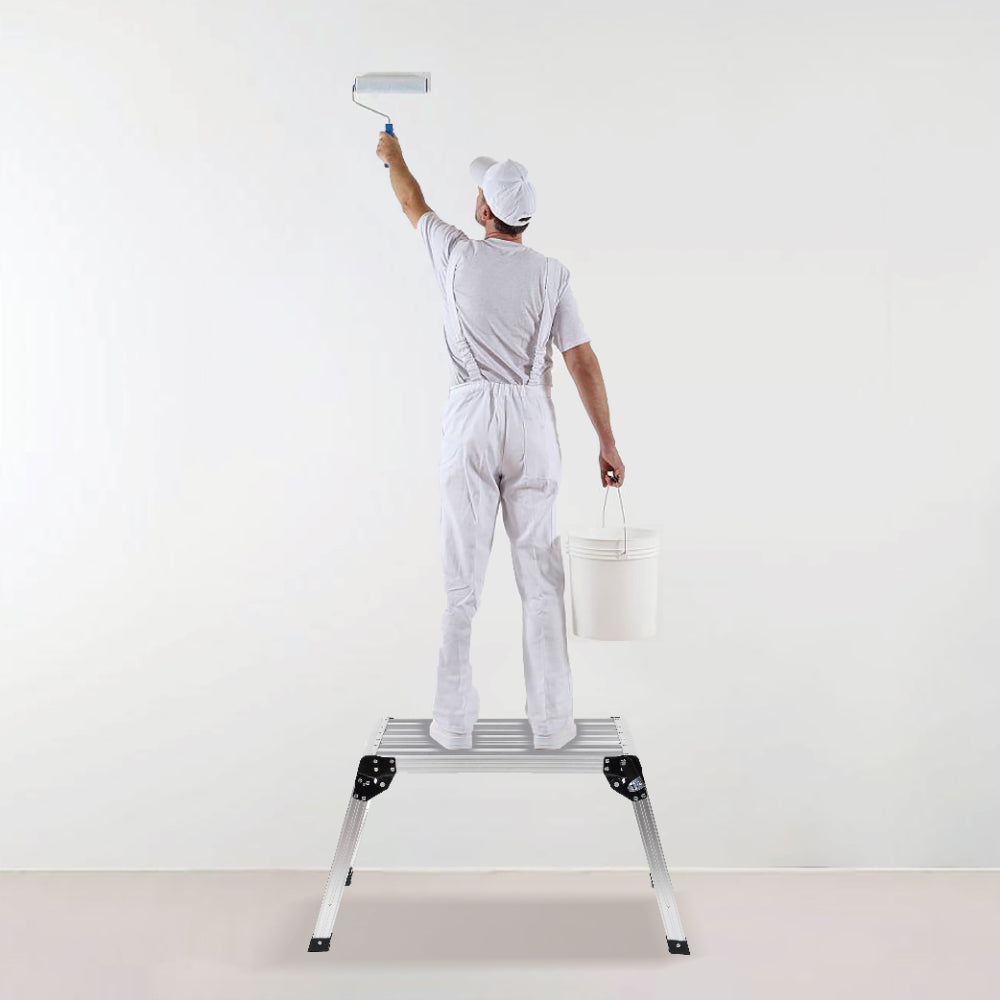 Folding Aluminum Work Platform — 330 lb Capacity, Anti‑Slip Surface, Silver, No Assembly Required