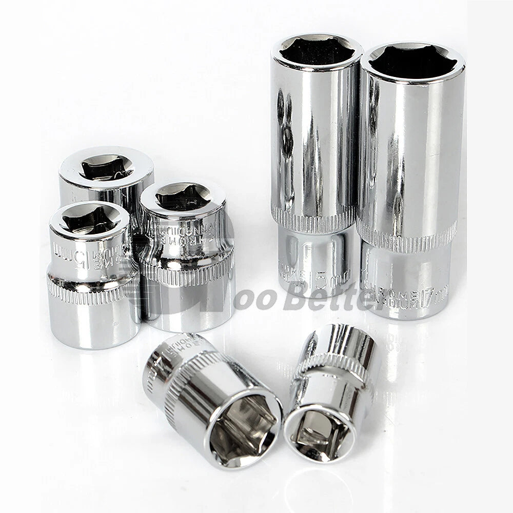 3/8" 6mm-24mm Hex Socket Drive Screwdriver Drill Set Ratchet Wrench Adapter Rod