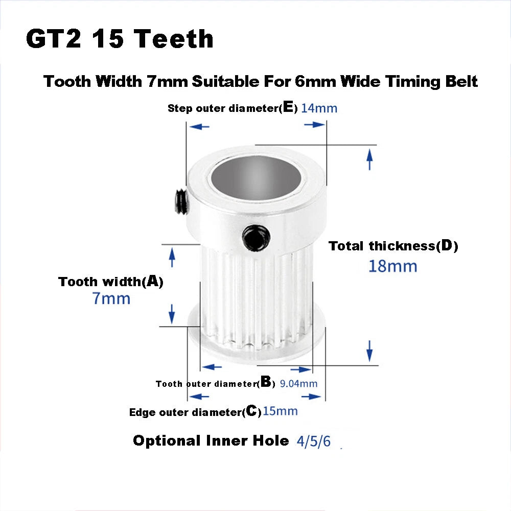 GT2 Idler Timing Drive Pulleys 14/15/16/18~26 Tooth,For 6mm Belt 3D Printer CNC