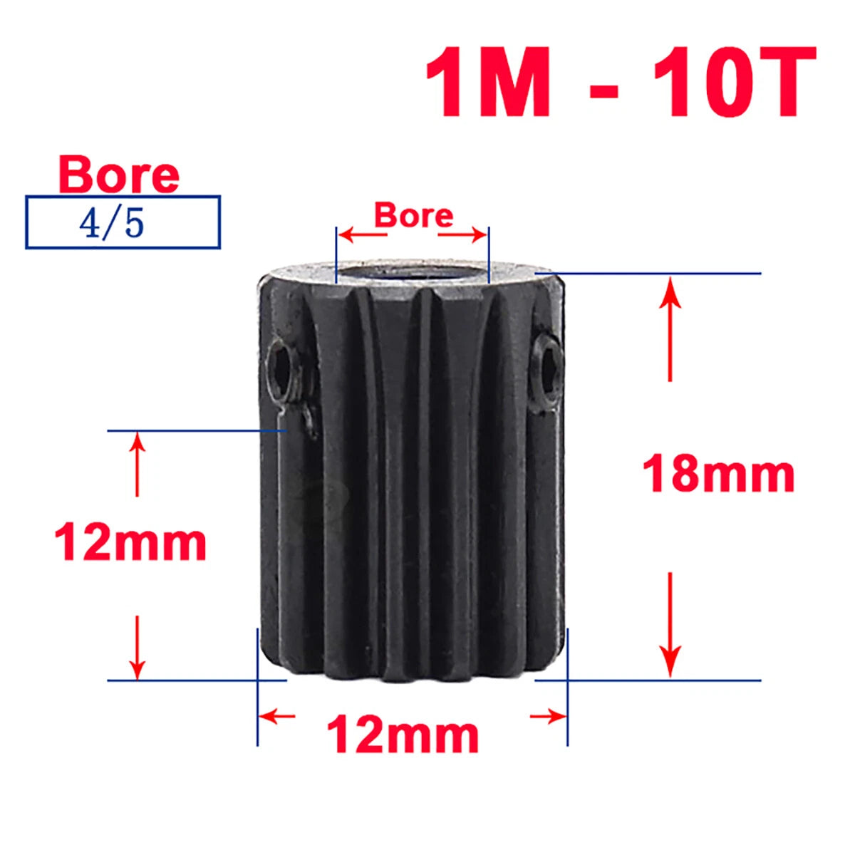 1M Mod Spur Gear Pinion Gears 10T-35T Bore 4-17mm Metal Spur Transmission Motor