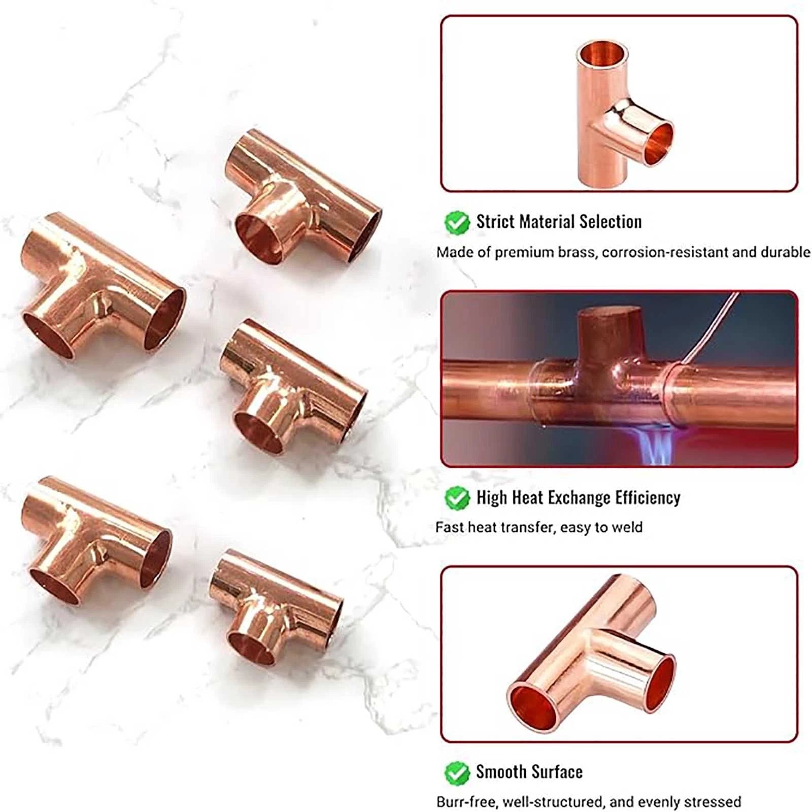 End Feed Reducing Tee Fittings – Copper Plumbing Pipe, WRAS Approved, 8mm–108mm