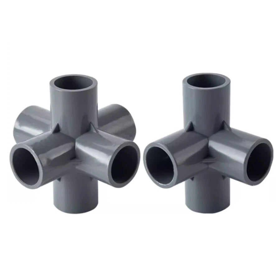 PVC 3 4 5 6-Way Elbow Connector Coupling Pipe Fittings Dia 20 25 32 40 50mm Grey