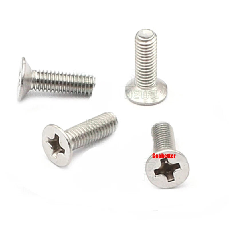 KM3 Phillips Countersunk Machine Screws – M3 x 3–18mm, Carbon or 304 Stainless, Multiple Finishes (Cross Flat Head)