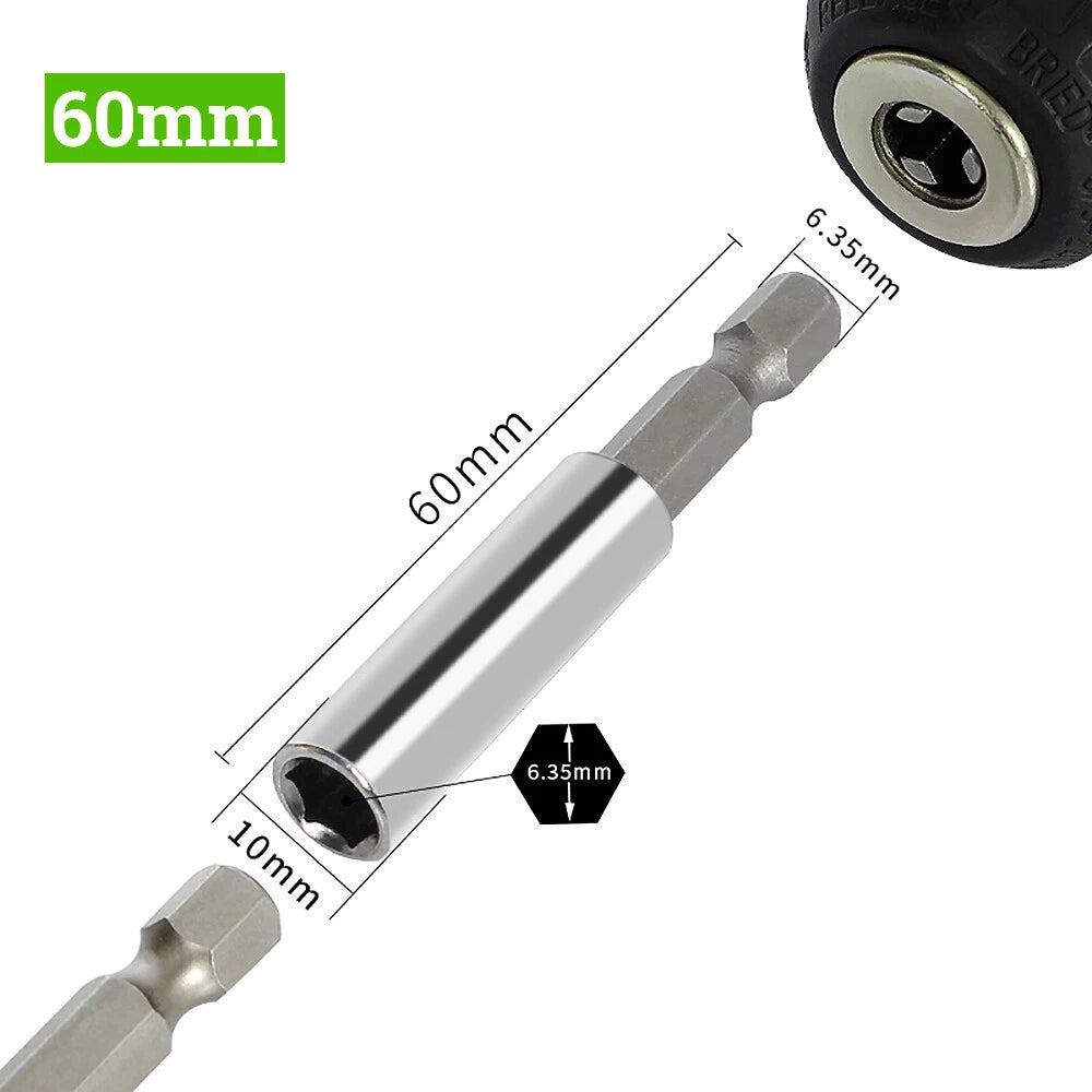 Hex Extension Rod Adapter Magnetic Driver Socket Wrench Long 60 100 150mm Bits