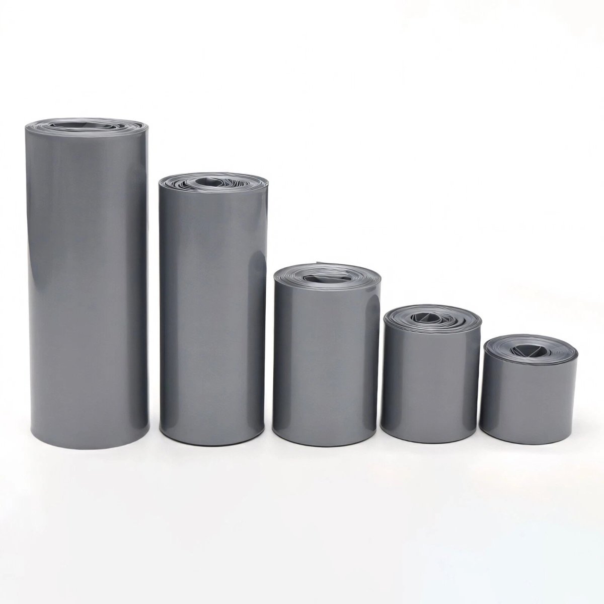 PVC Heat Shrink Tubing for Battery Wrap — Silver Gray, Flat Width 17–300mm - HomeDIYer