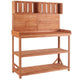 65" Large Wooden Farmhouse Rustic Outdoor Potting Bench Table, Patio Workstation, Garden Potting Bench with 4 Storage Shelves and Side Hook,Natural