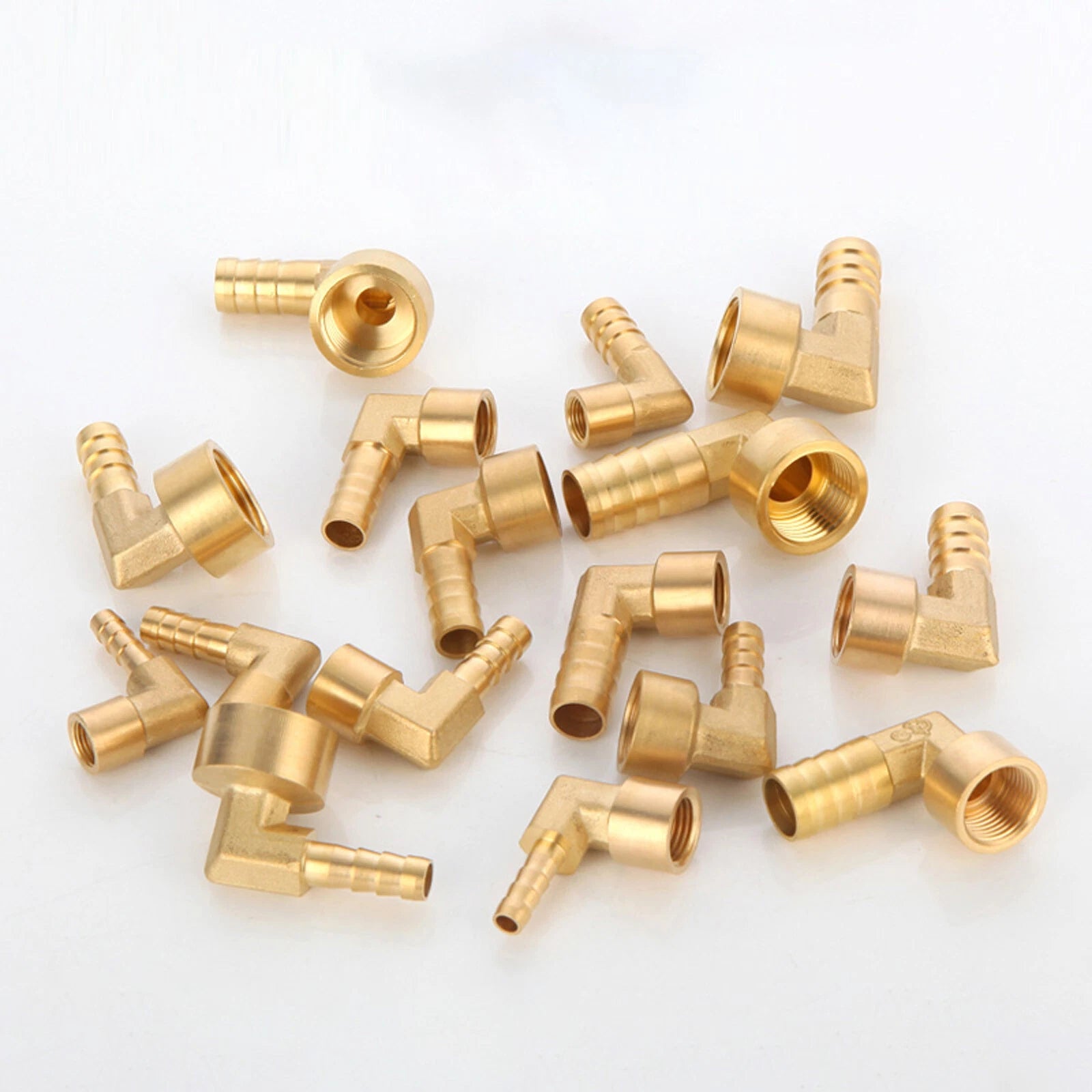 Brass 90° Elbow Barbed Hose Tail Fitting — Male & Female NPT Thread, Air Water