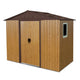 8x4 FT Metal Storage Shed Window Sliding Lockable Door Sloped Roof Floor Frame Coffee