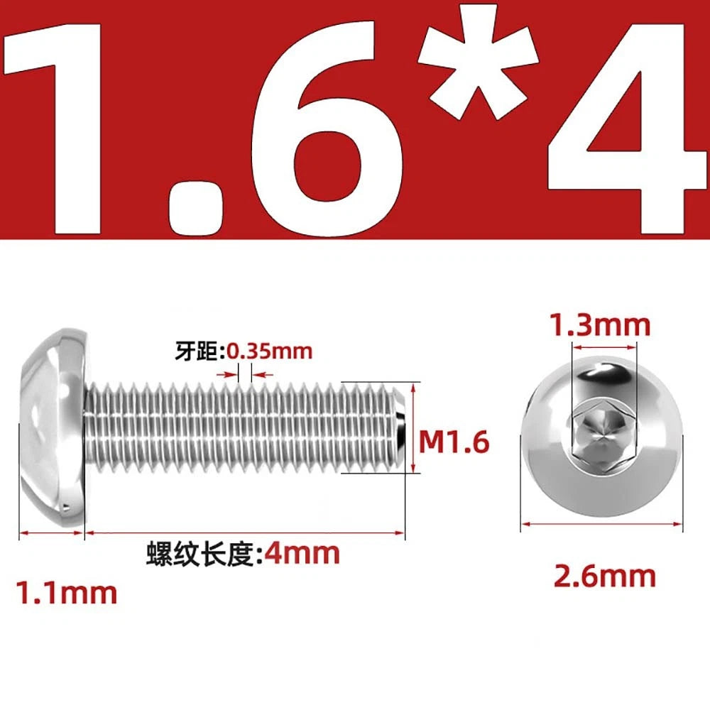 M1.6–M5 A2 Stainless Steel Button Head Socket Cap Screws – Round Pan Head, Hex Drive, Fully Threaded