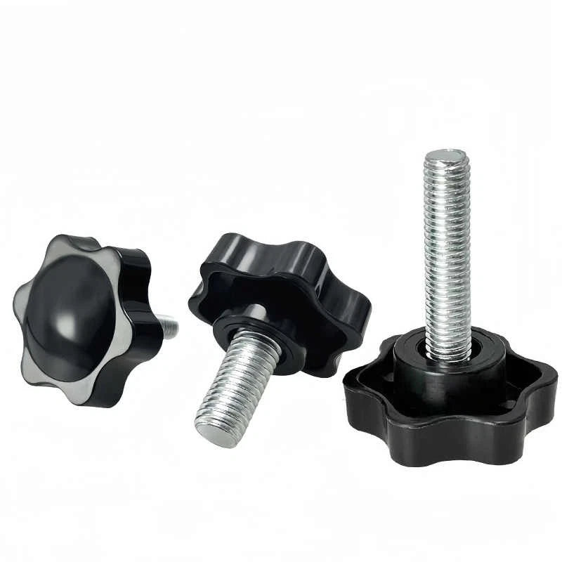 Plastic Black Rosette Thumb Screws M6 M8 M10 M12 Knob Bolt Star Head 38 48mm