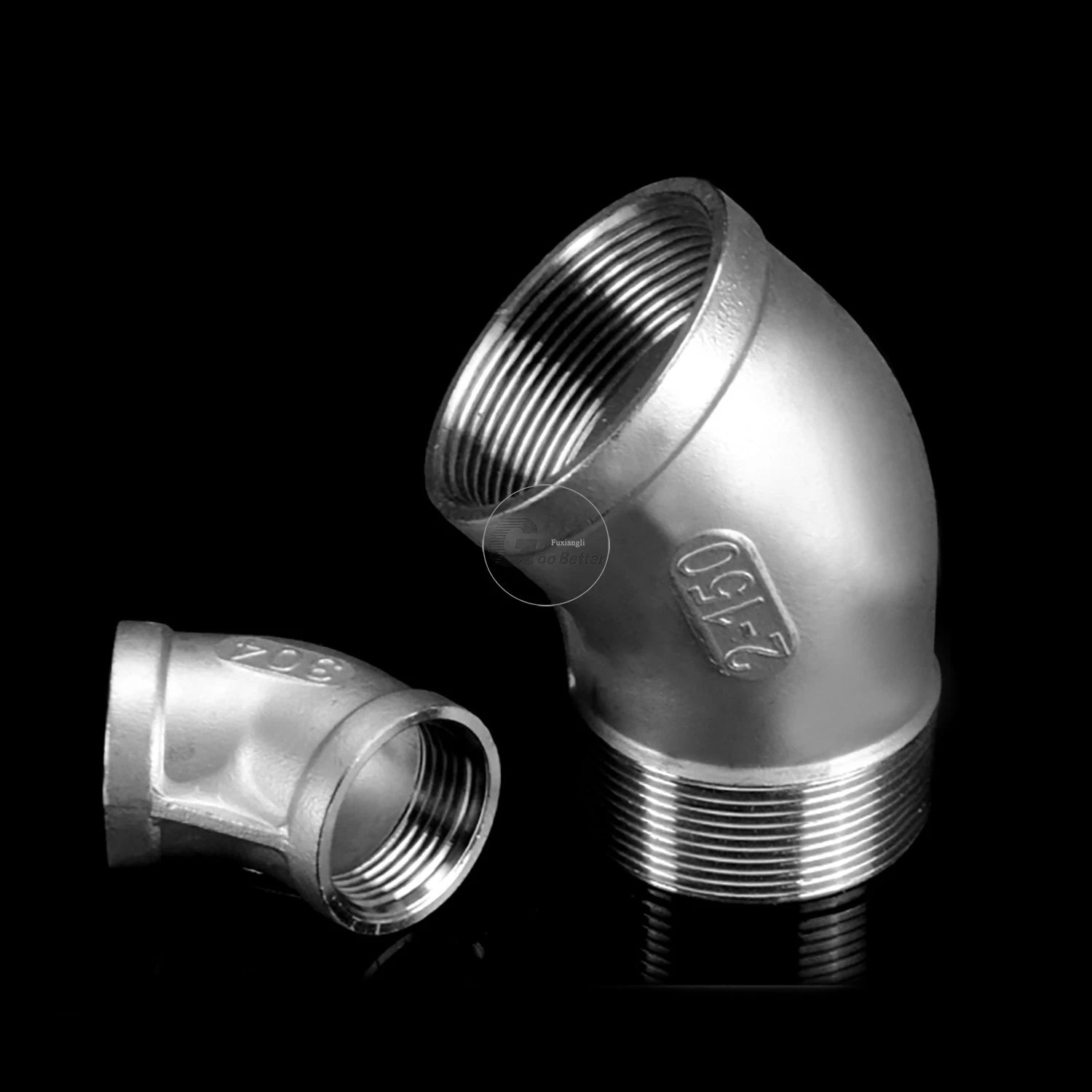 45° BSPT Threaded Elbow Pipe Fittings — A2 Stainless Steel, 1/8" to 4", Female & Female-to-Male