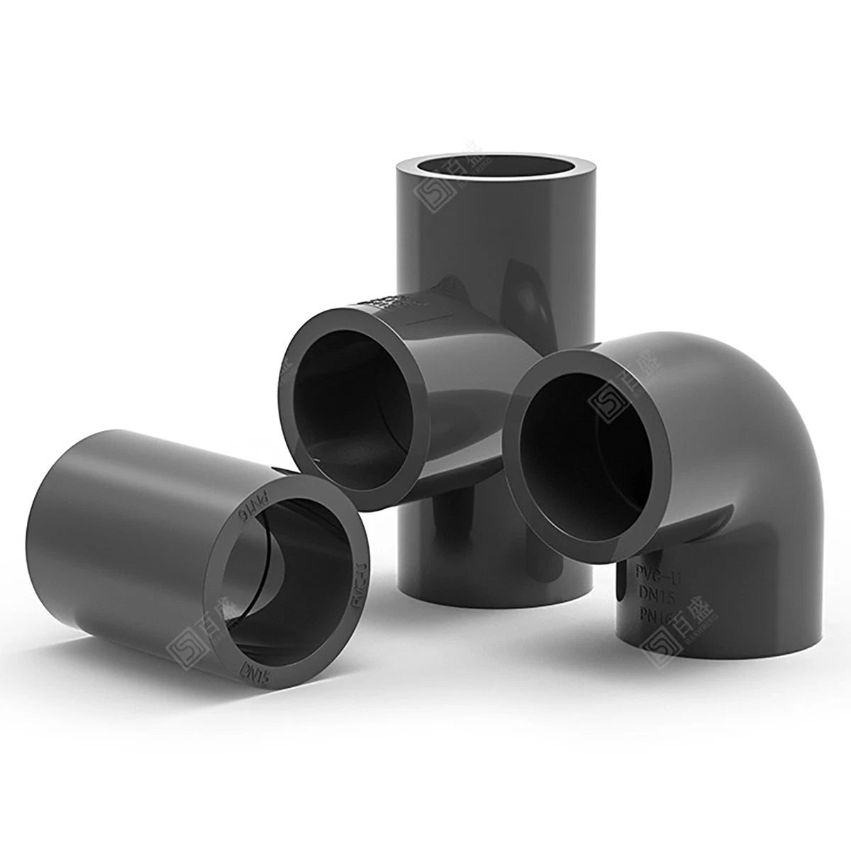 PVC Plumbing Fittings 45° Elbow-Straight-Tee Pipe Connector Solvent Weld