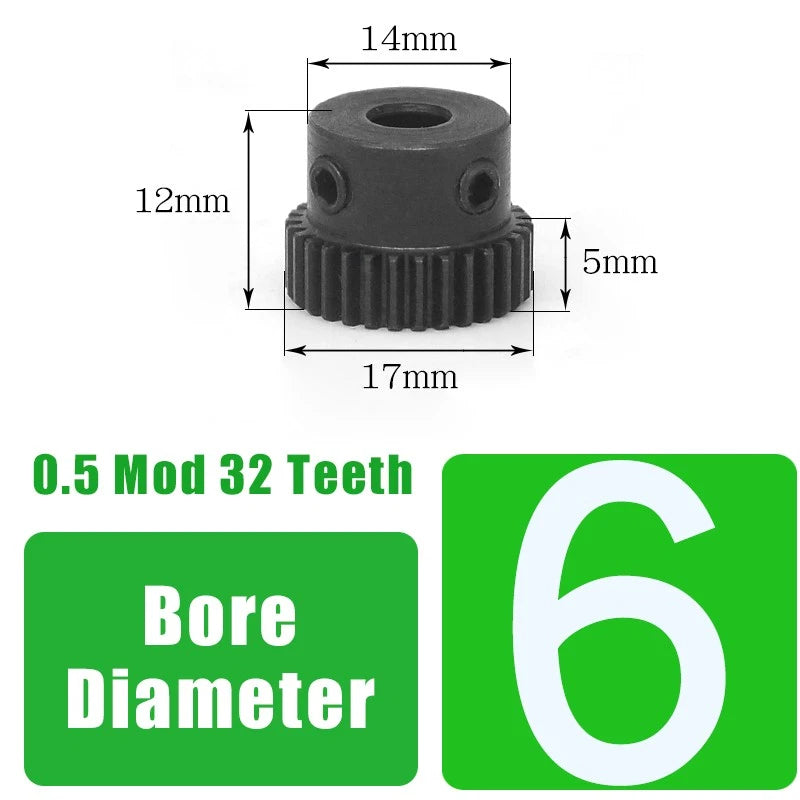 0.5 Mod 32 Teeth Spur Gear Transmission Gear With Step Bore 5/6/8mm Motor Gears