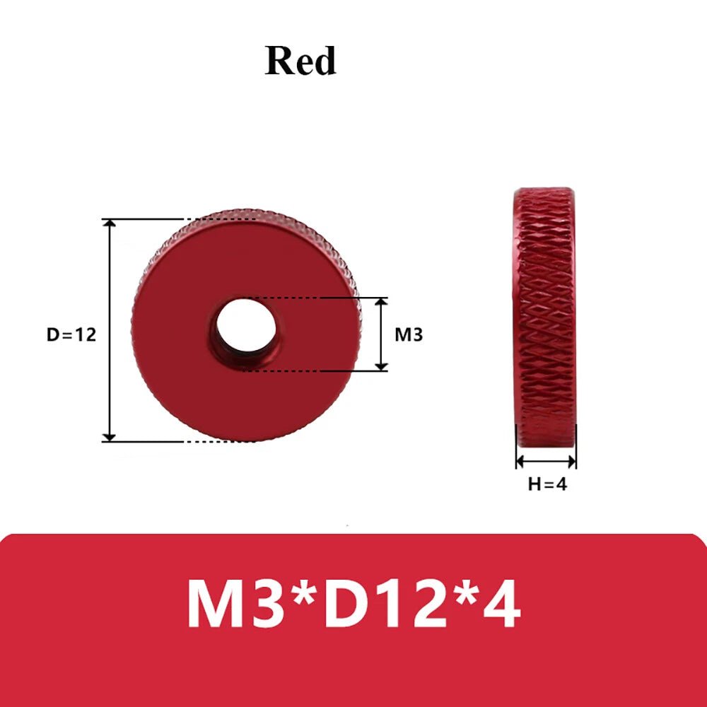 M3–M10 Aluminum Anodized Knurled Thumb Nuts – Flat Through Hole Hand Screws (5 Colors) - HomeDIYer