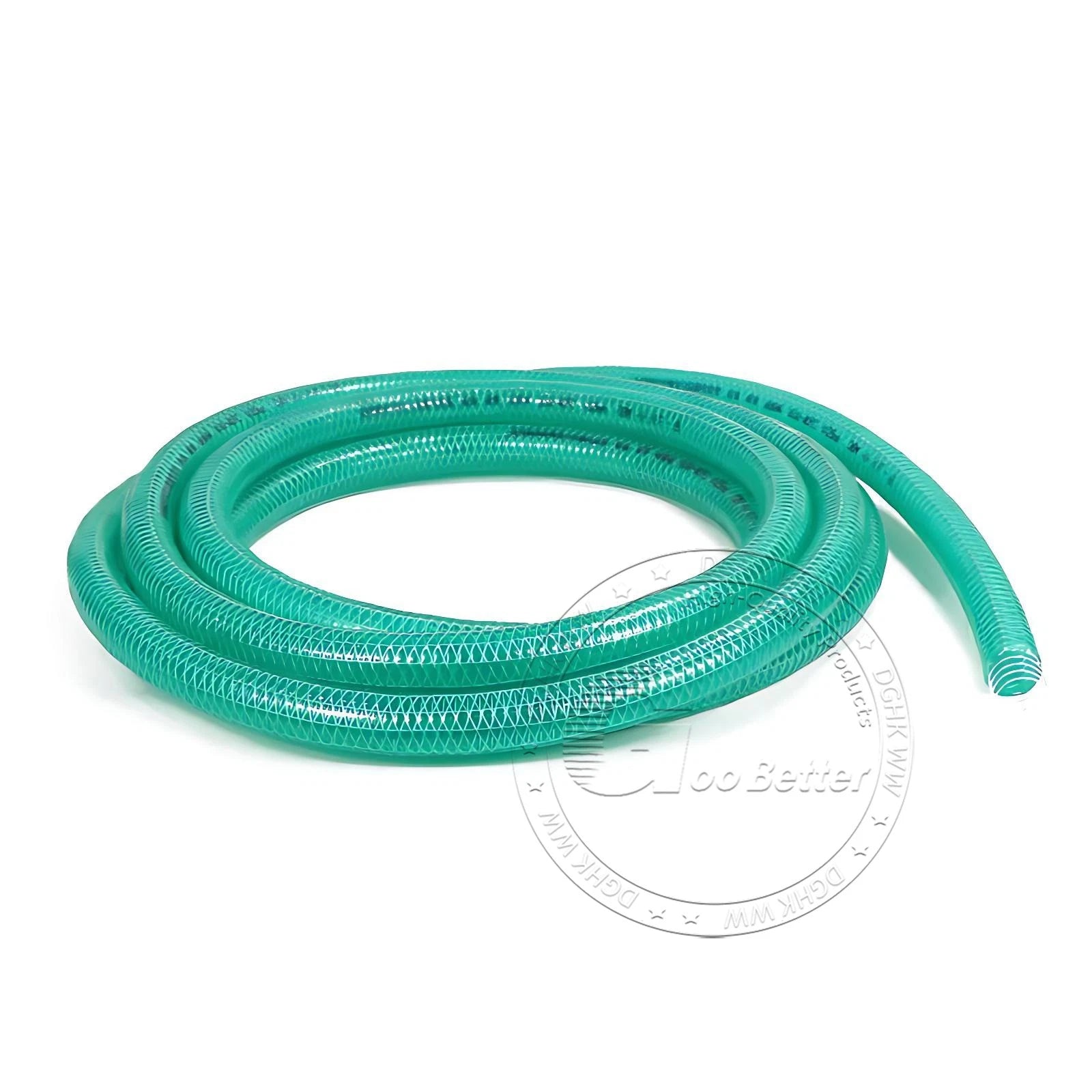 Braided Wire Reinforced Flexible PVC Hose Pipe — Water & Fuel Transfer, Green