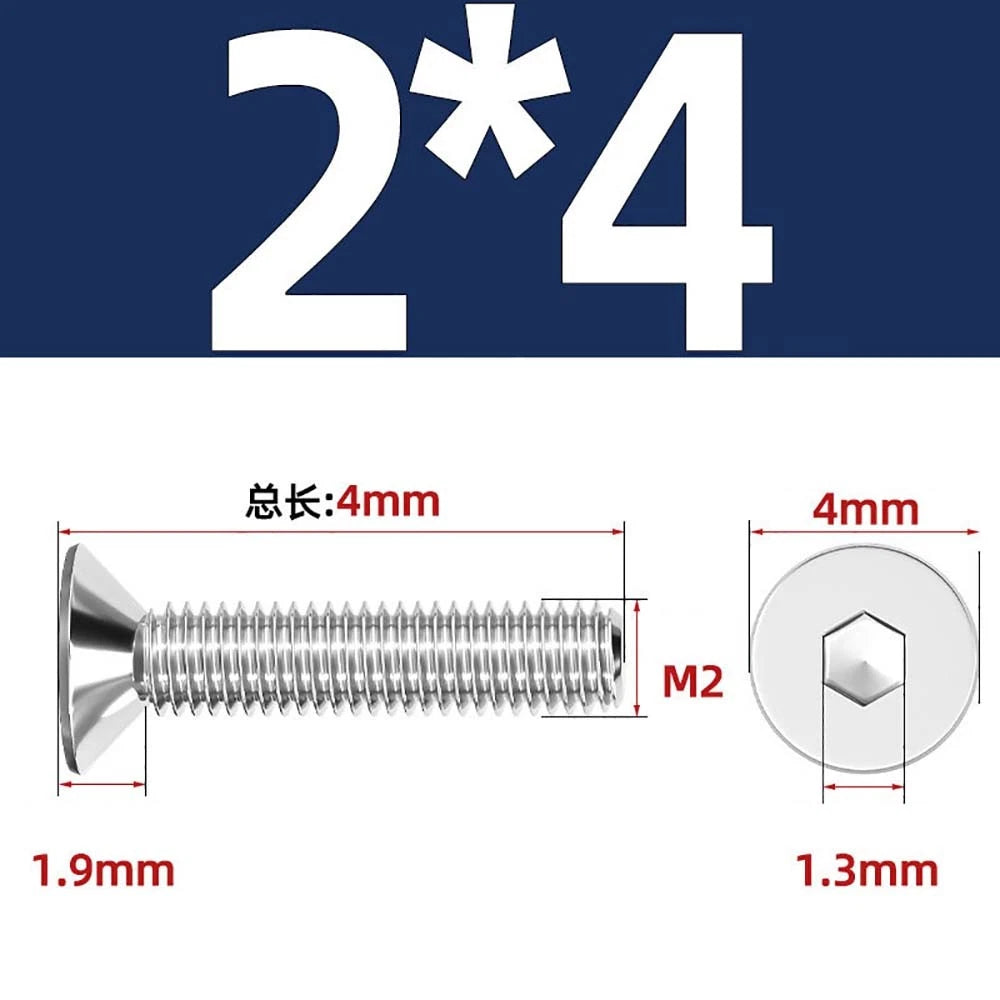 Countersunk Hex Socket Screws – A2 Stainless Steel, M2 to M16, DIN 7991, Fully Threaded
