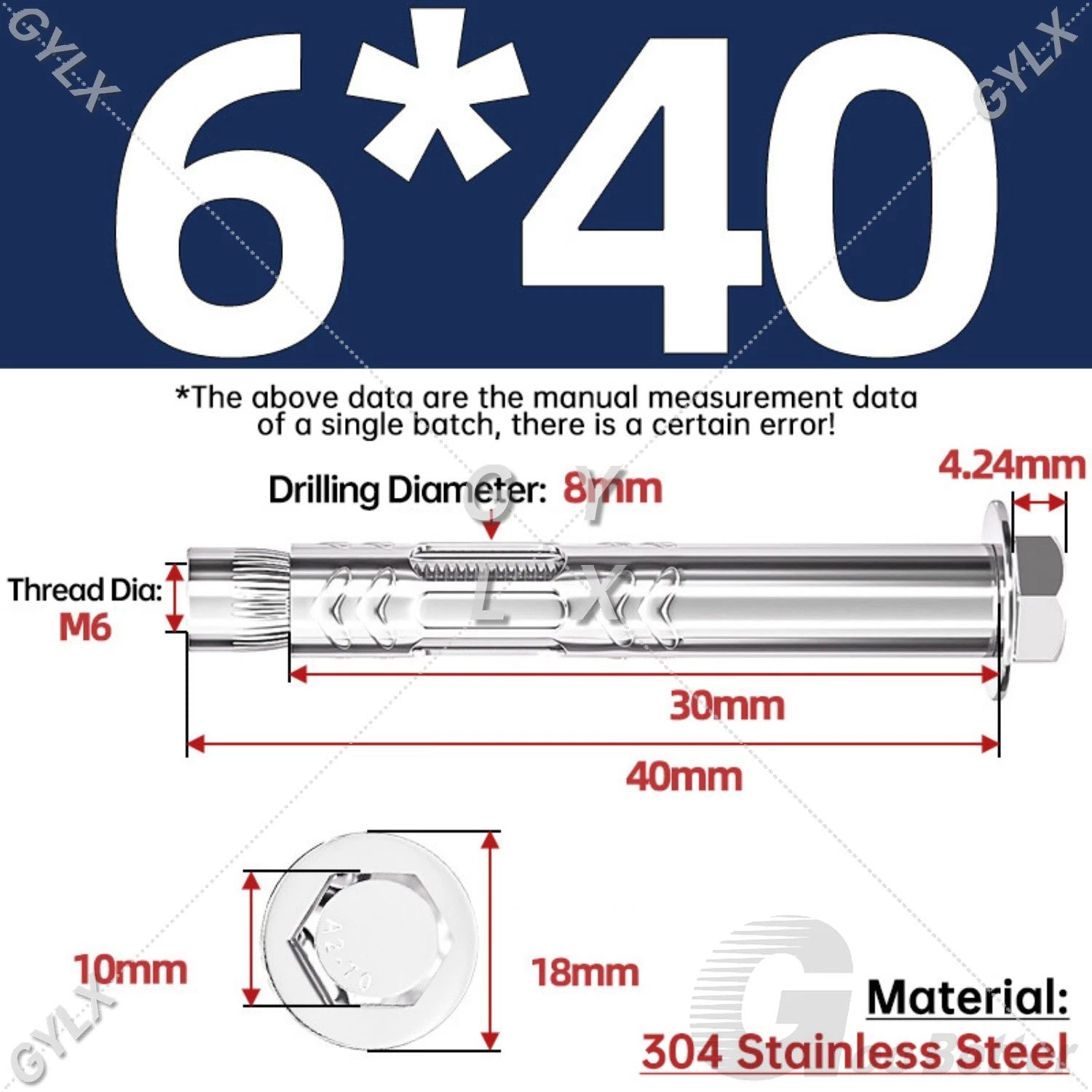 Stainless Steel Expansion Bolts for Masonry — M6 M8 M10 M12 Wall Anchor Screws