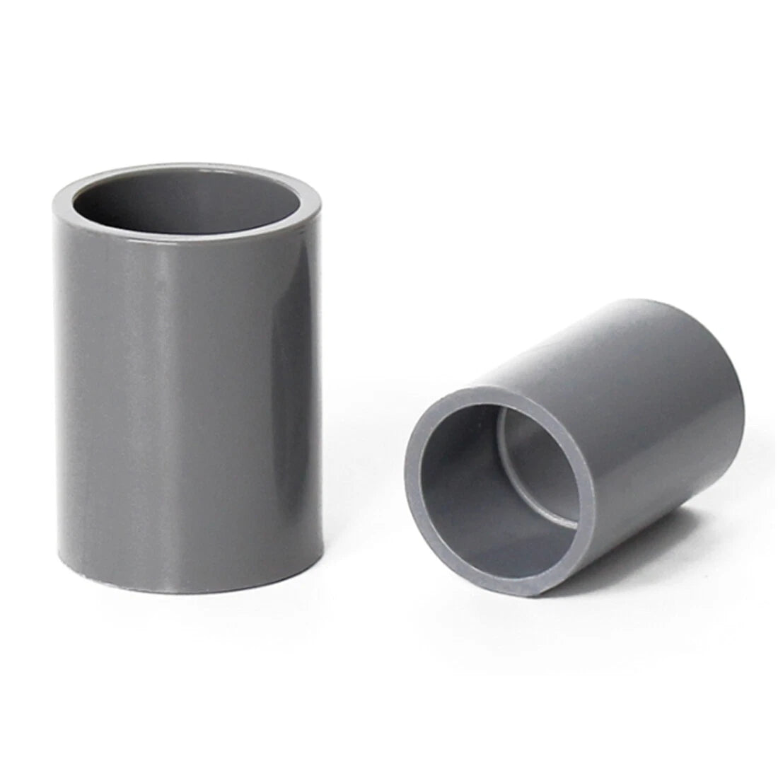 PVC Straight Pipe Coupling Socket — ID 16mm–200mm, White / Blue / Grey