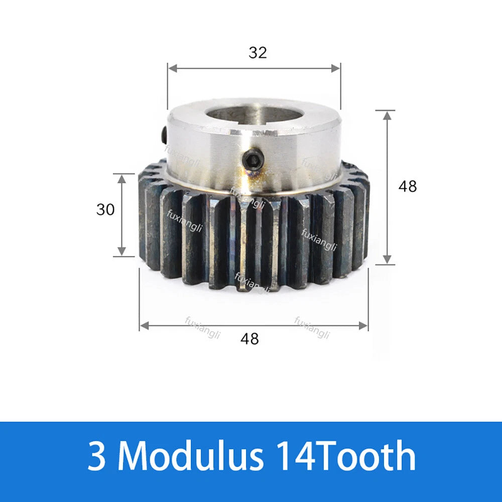 3 Mod 14-30Tooth Spur Gears pitch 9.42mm 45# Steel With Keyway Pinion Motor Gear