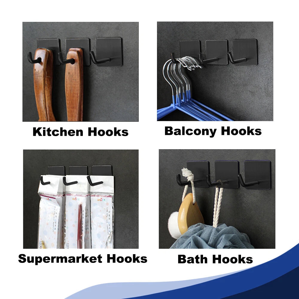 Stainless Steel Black Sticky Hooks Wall Mounted Self Adhesive Hook Round/Square