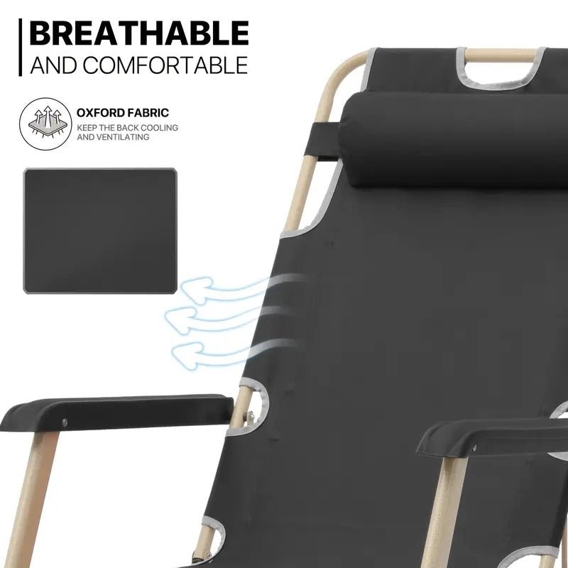 Foldable Black Recliner for Camping Beach Outdoor - HomeDIYer