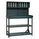 65in Farmhouse Outdoor Potting Bench 4 Storage Shelves Splash Plate Side Hooks Fir Wood Forest Green