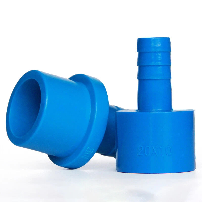 Barbed Hose Tail Connector — Plastic Straight Joiner Fitting, Blue (20mm & 25mm OD)