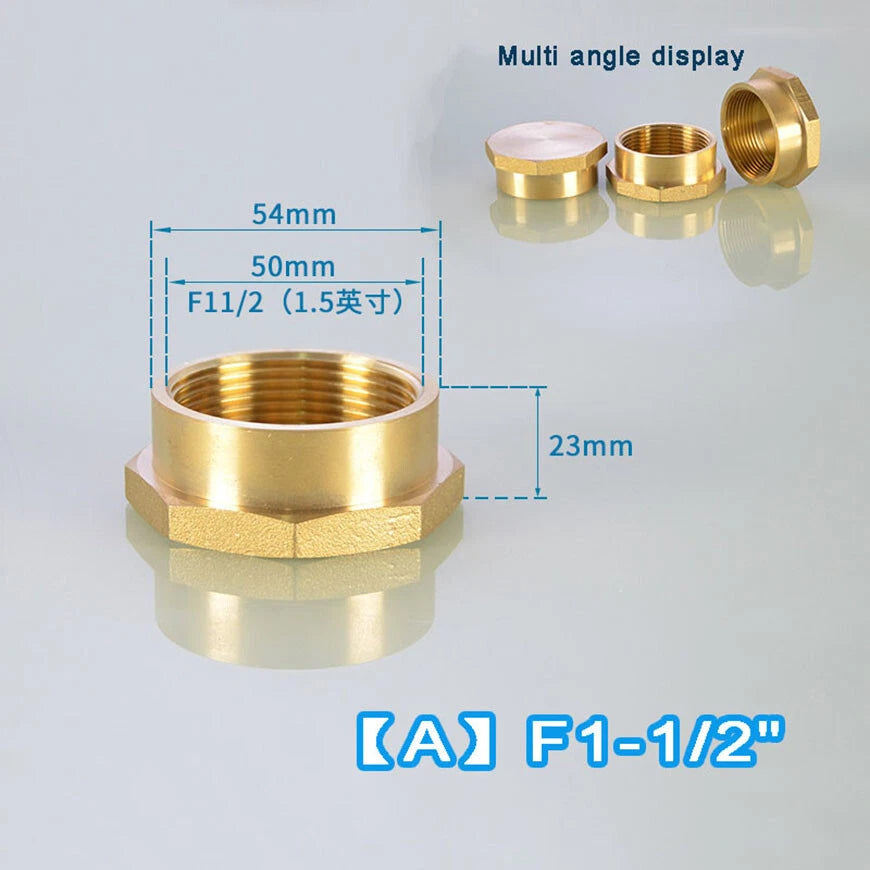 Brass Octagonal Blanking Plug — Male & Female Pipe End Cap | 1-1/4" 1-1/2" 2"