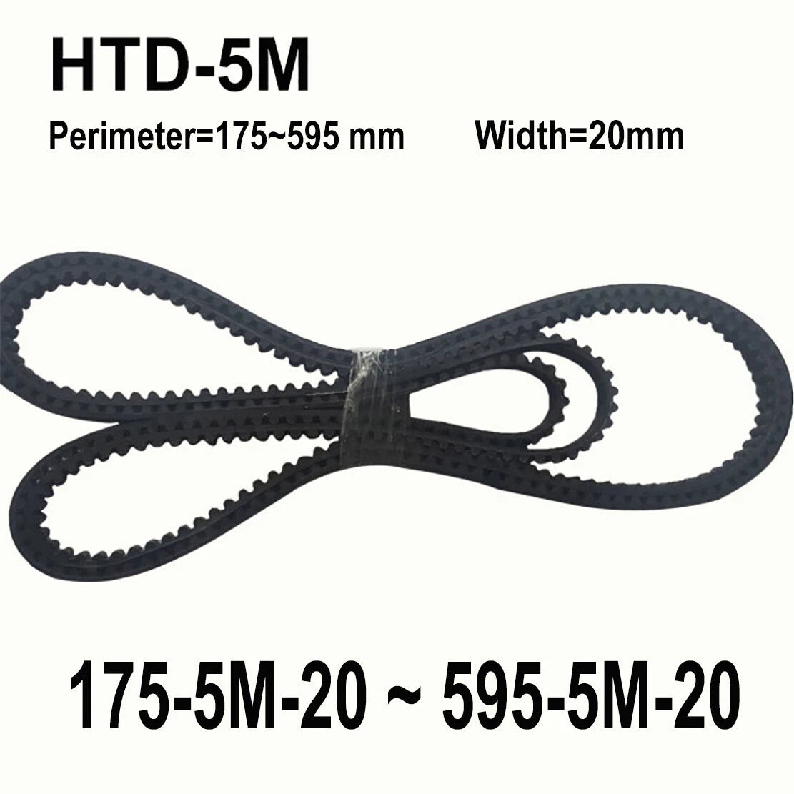 HTD 5M Timing Belt 20mm Wide – Closed Loop Synchronous Drive Belt (175mm–595mm)