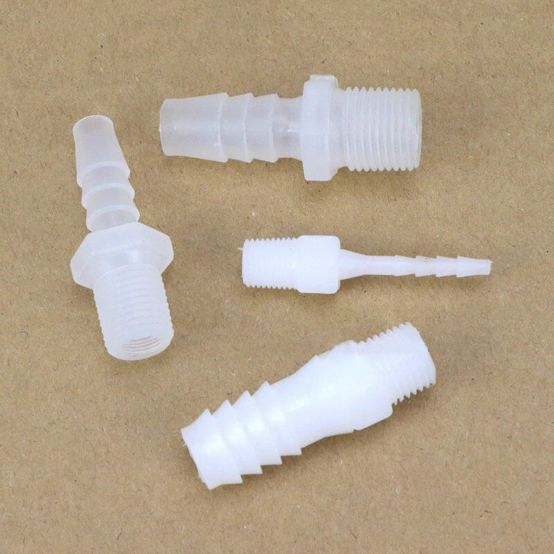 External Thread Straight Joint Plastic Tube Connector | 2.8–12.7mm Hose Barb Fitting