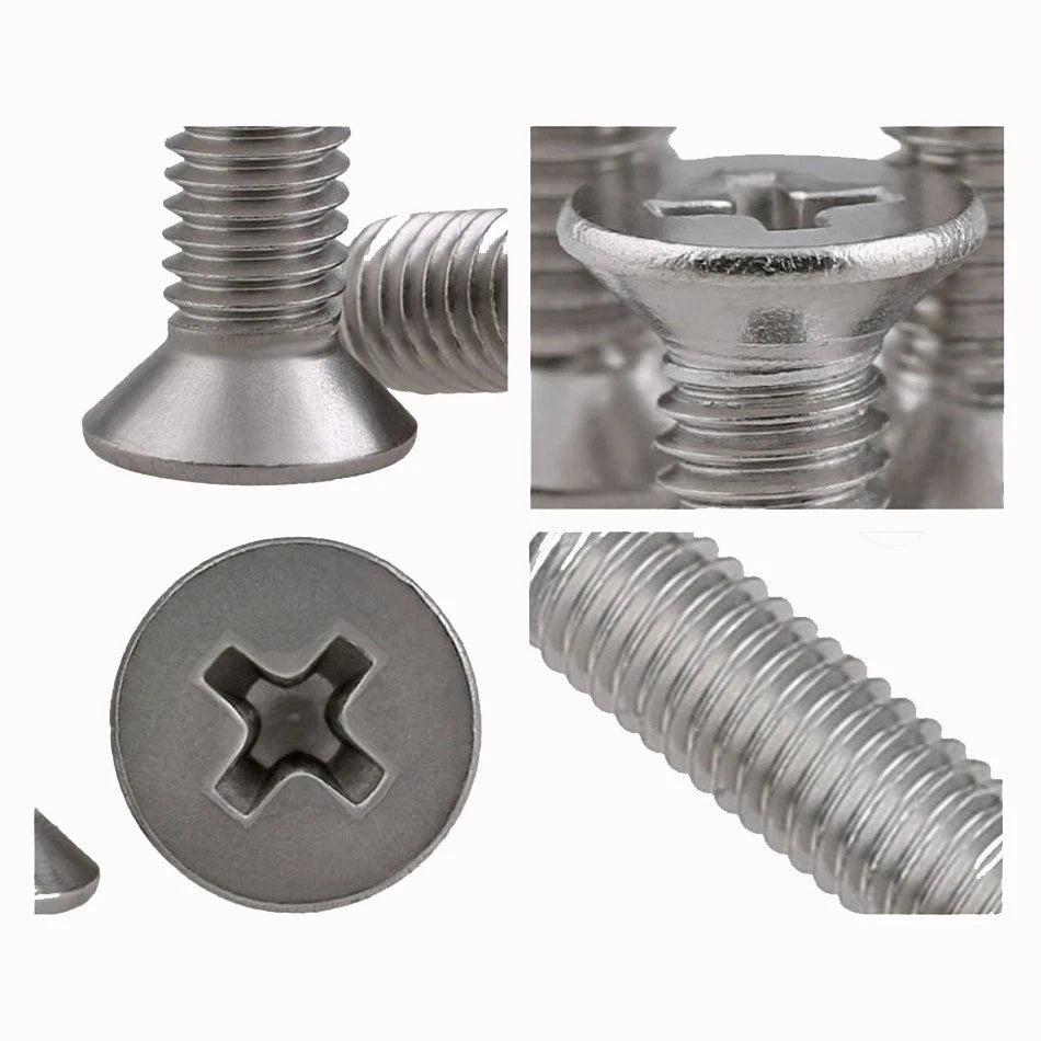 A2 Stainless Steel Phillips Countersunk Flat Head Machine Screws M3 GB/T 819 — 4mm to 80mm, Variable Pack Quantities