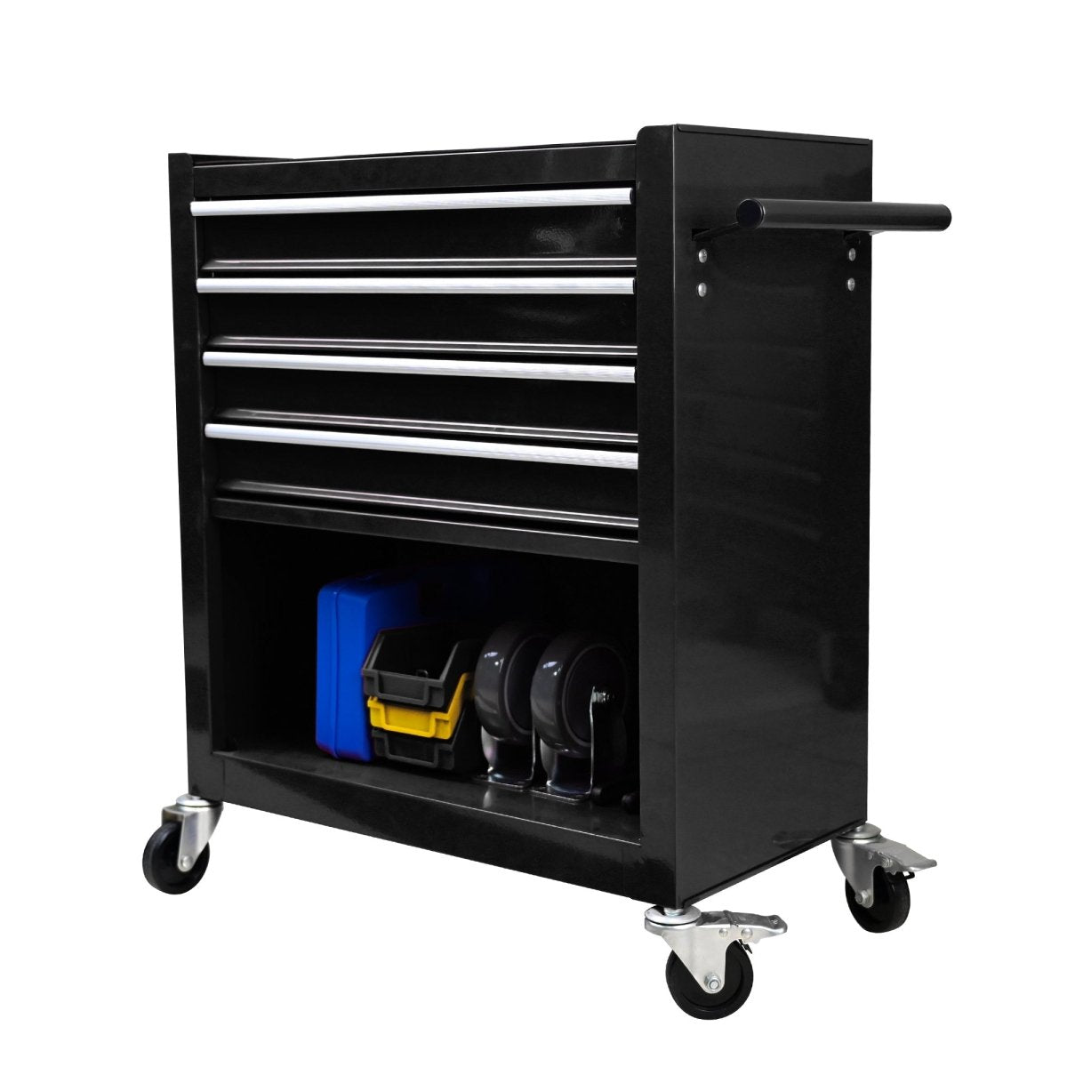4 Drawers Multifunctional Tool Cart With Wheels - Black - HomeDIYer
