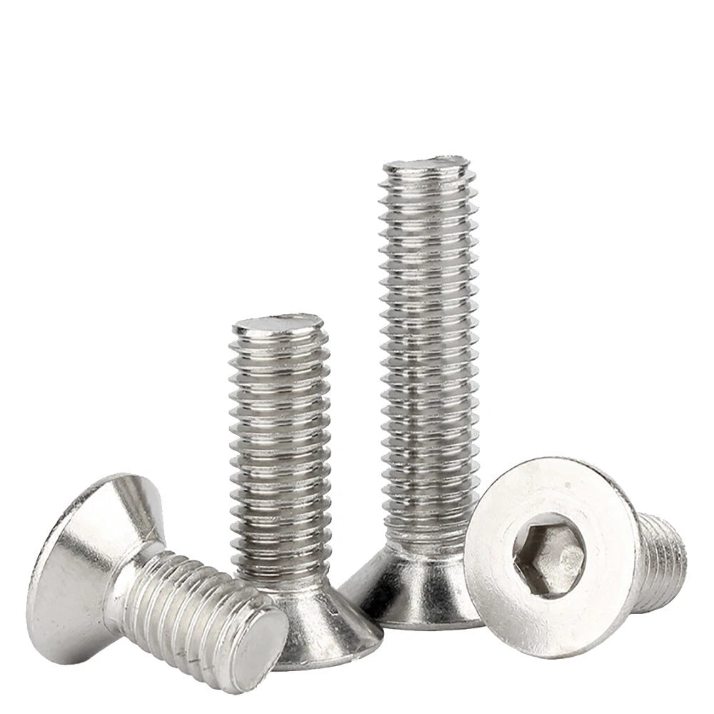 M1.6-M16 A2 Stainless Steel Hex Socket Countersunk Flat Head Screws | 10 PCS