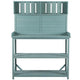 65in Farmhouse Outdoor Potting Bench 4 Storage Shelves Splash Plate Side Hooks Fir Wood Green