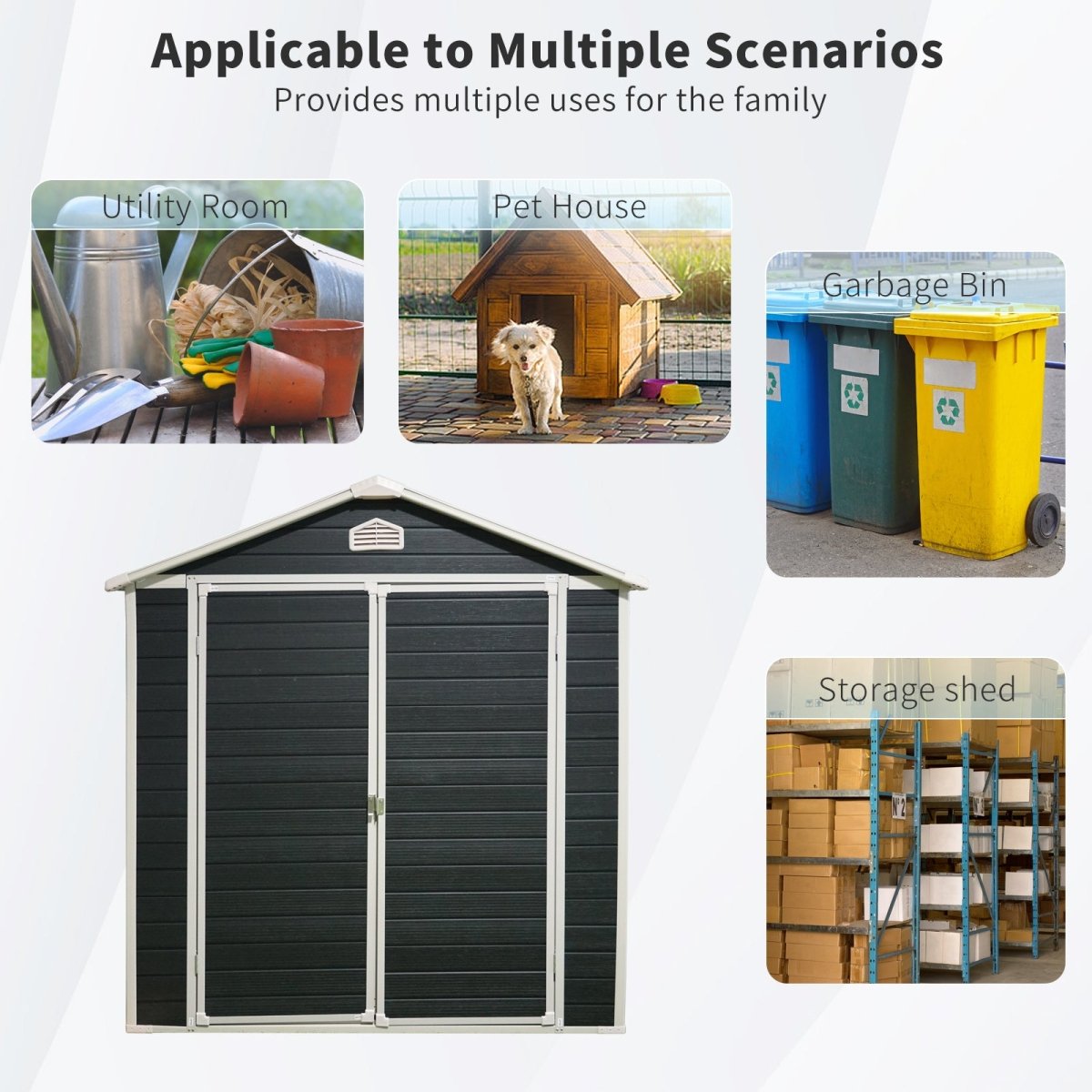 6x8ft Resin Outdoor Storage Shed Kit - Perfect to Store Patio Furniture,Black - HomeDIYer