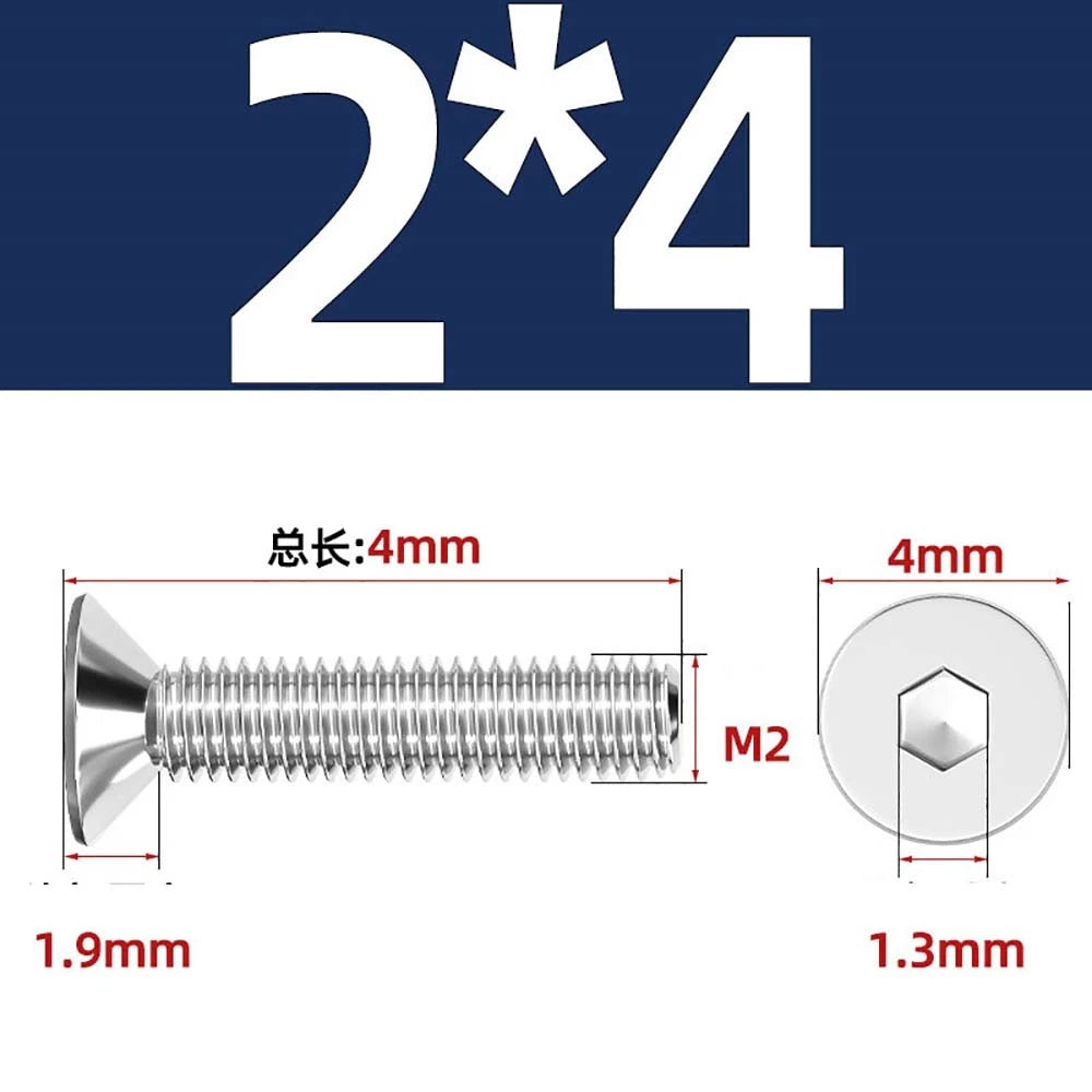 A4 Stainless Steel Countersunk Hex Socket Screws – Marine Grade, M2 to M16 (DIN 7991)