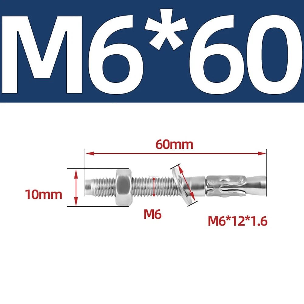 316 Stainless Steel Through Bolts – Wall Expansion Anchor Bolts M6–M16 - HomeDIYer