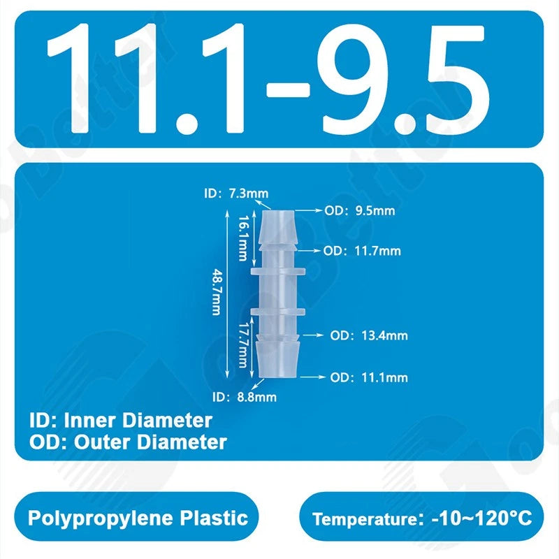 Plastic Straight Barbed Connector Reducer Joiner Tubing Pipe Hose Fitting Water