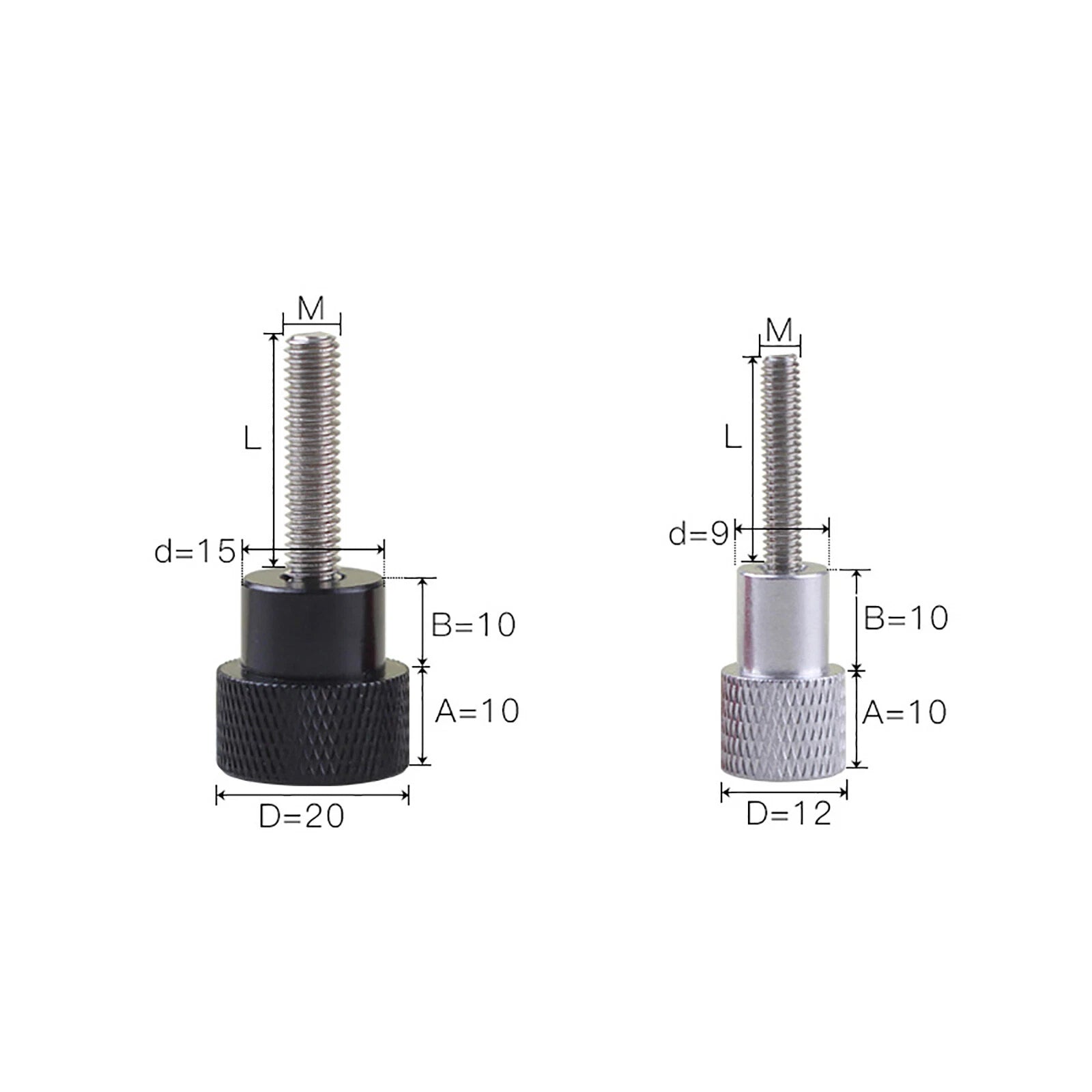M6*12~100mm Knurled Thumb Screws High Type Hand Grip Knob Bolts Aluminum Handle