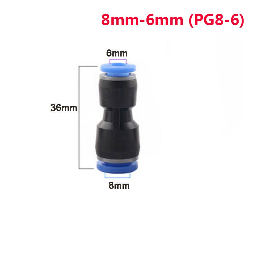 Reducer Straight Push-In Fittings | Pneumatic Tube Connector 4mm–16mm