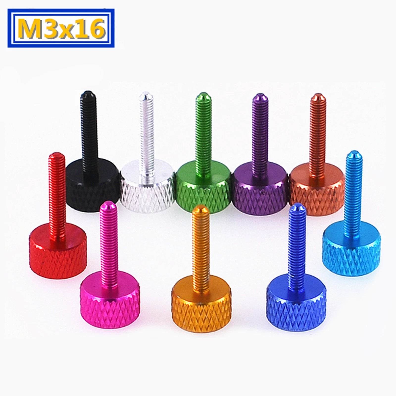 M3 Knurled Thumb Screws – Aluminum Alloy, Anodized Colors, M3×5mm to M3×50mm