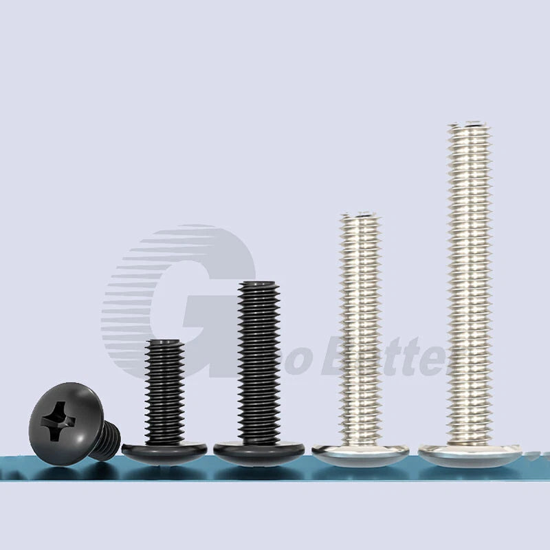 M4 M5 M6 Truss Head Phillips Screws – Carbon Steel, Nickel or Black Zinc Plated (4–50mm Lengths)