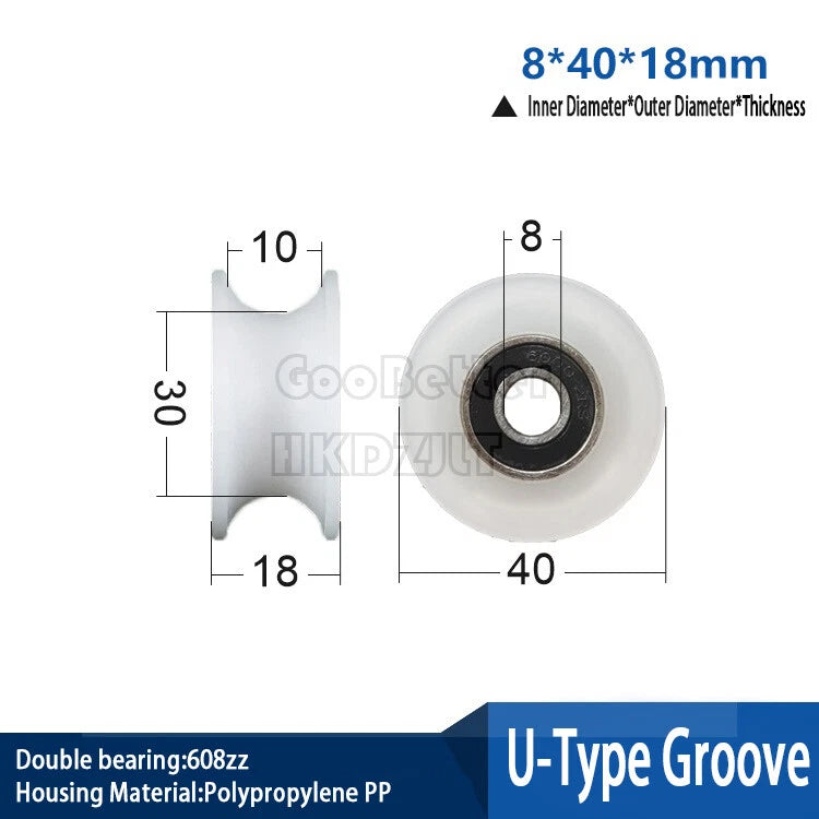 U-V-H Groove Nylon Pulley Wheel Bearing Embedded Guiding Rail Sliding Door