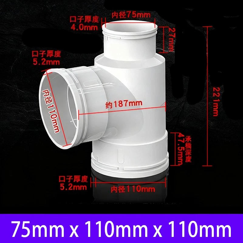 3-Way PVC Drainage Pipe Tee Adhesive Connector Reducer (Bottle shape) Fittings