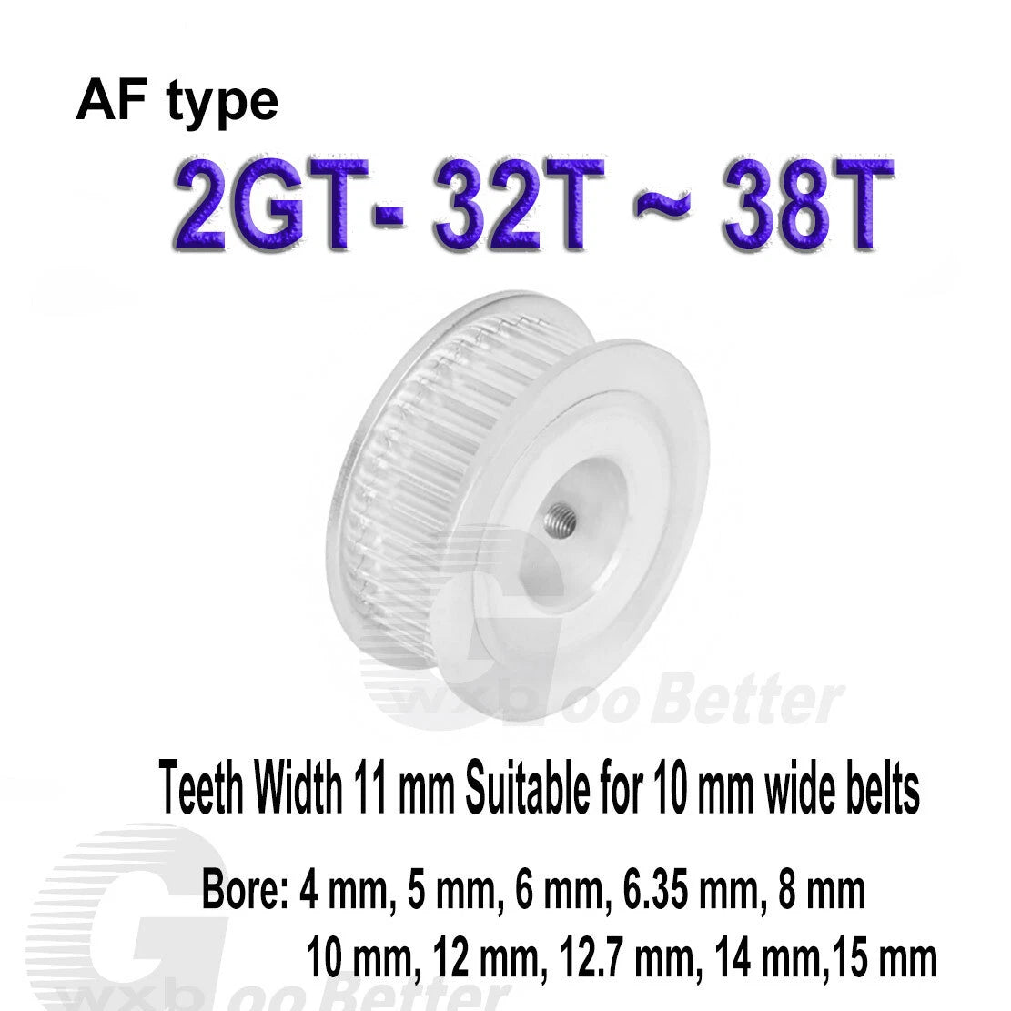 GT2 Pulley AF-type 32~38 Teeth Timing Pulley Bore=4mm~15mm Tooth width=11 mm