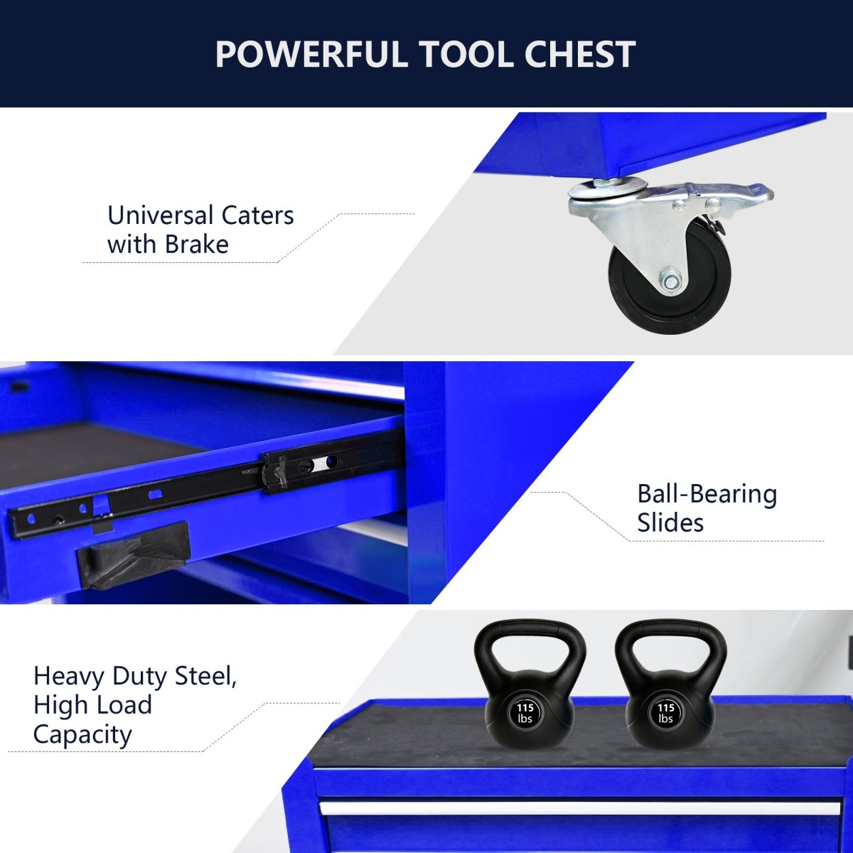 4 Drawers Multifunctional Tool Cart With Wheels - Blue - HomeDIYer